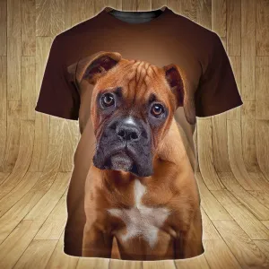 3D Dog T Shirts, Boxer Dog Face All Over Print T-Shirt, Gift For Pet Loves