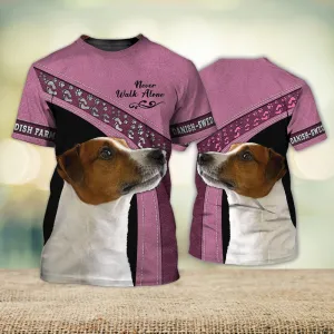 3D Dog T Shirts, Danish-Swedish Farmdog Love Never Walk Alone All Over Print T-Shirt, Gift For Pet Loves