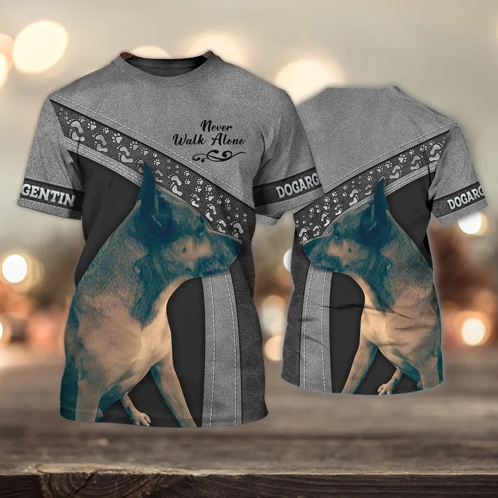 3D Dog T Shirts, Dogargentin Love Never Walk Alone All Over Print T-Shirt, Gift For Pet Loves