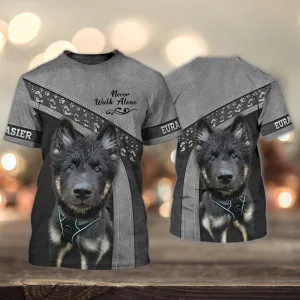 3D Dog T Shirts, Eurasier Love Never Walk Alone All Over Print T-Shirt, Gift For Pet Loves