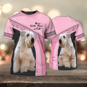 3D Dog T Shirts, Irish Wheaten Terrier Love Never Walk Alone Love All Over Print T-Shirt, Gift For Pet Loves