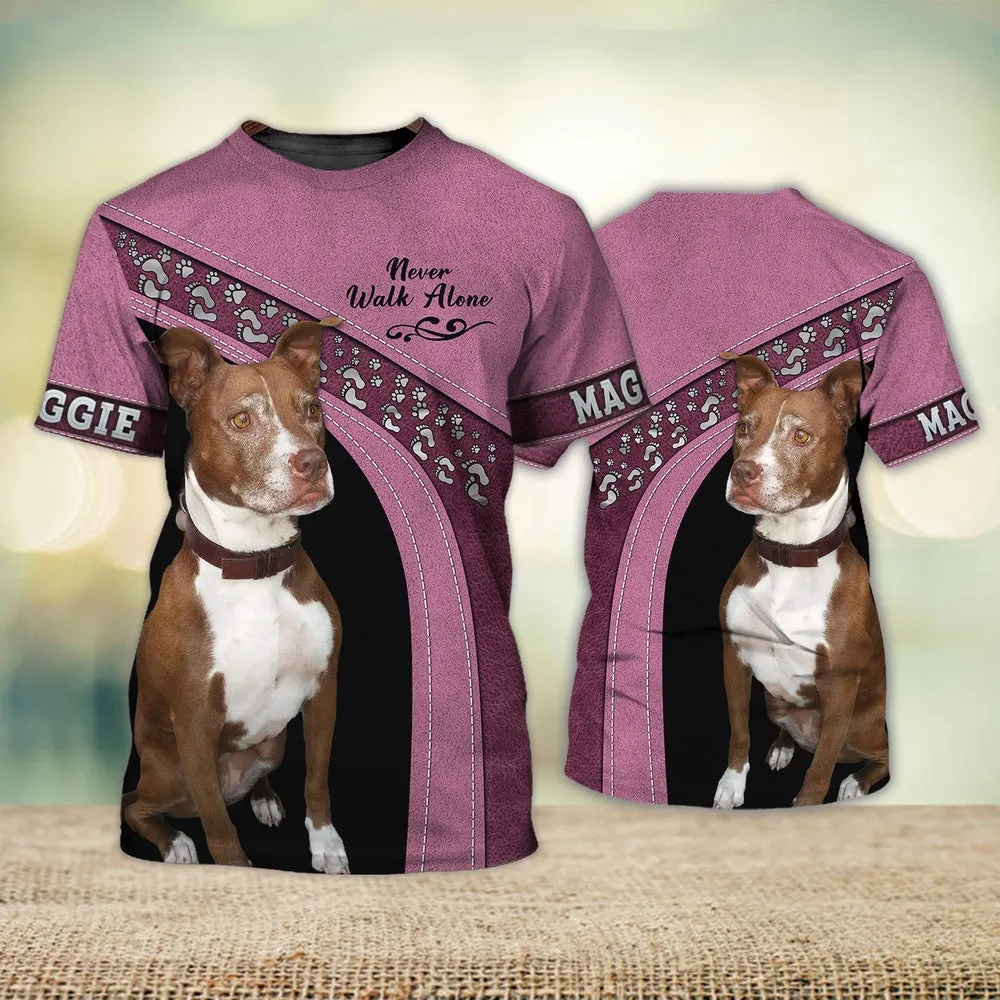 3D Dog T Shirts, Maggie Love Never Walk Alone All Over Print T-Shirt, Gift For Pet Loves