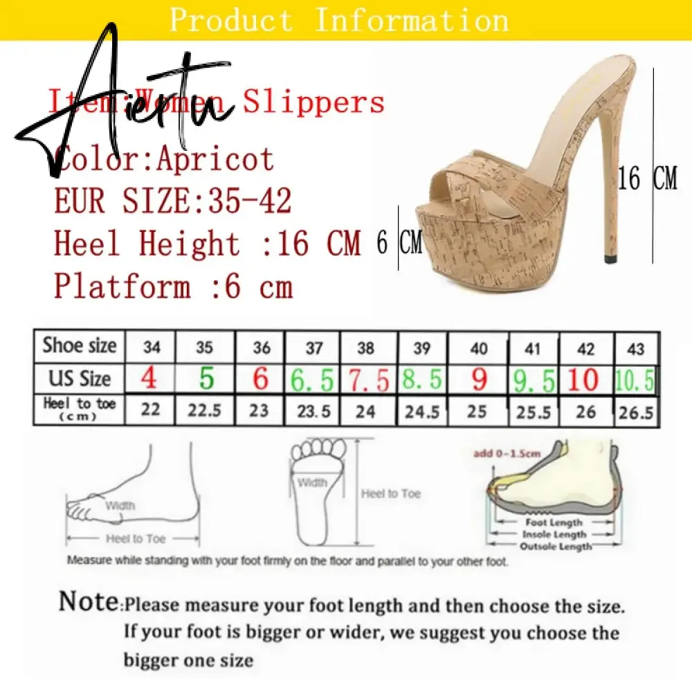 Aiertu New Slippers For Women Summer Sandals Super High Heels Platform Mules Heels Cork Half Sandals Woman Shoes Female Flip Flops