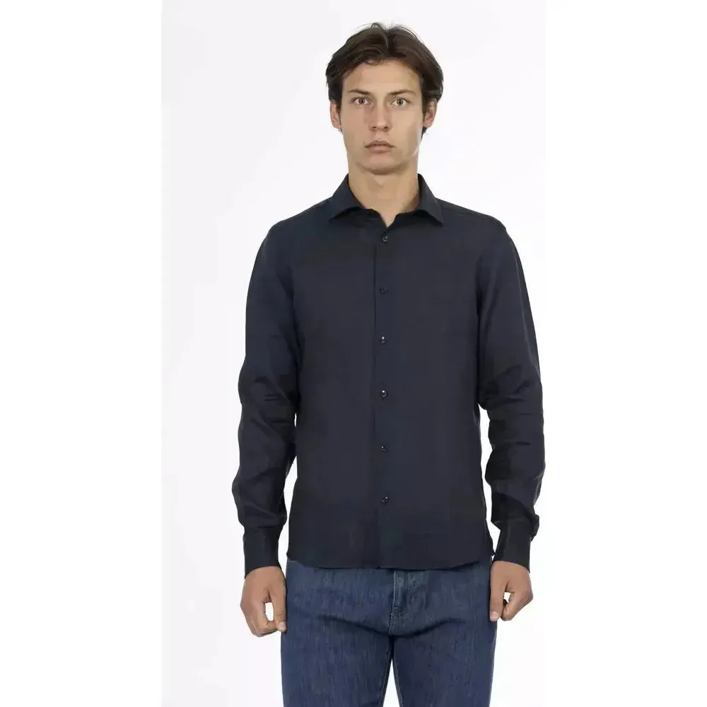 Baldinini Trend Blue Linen Men Shirt