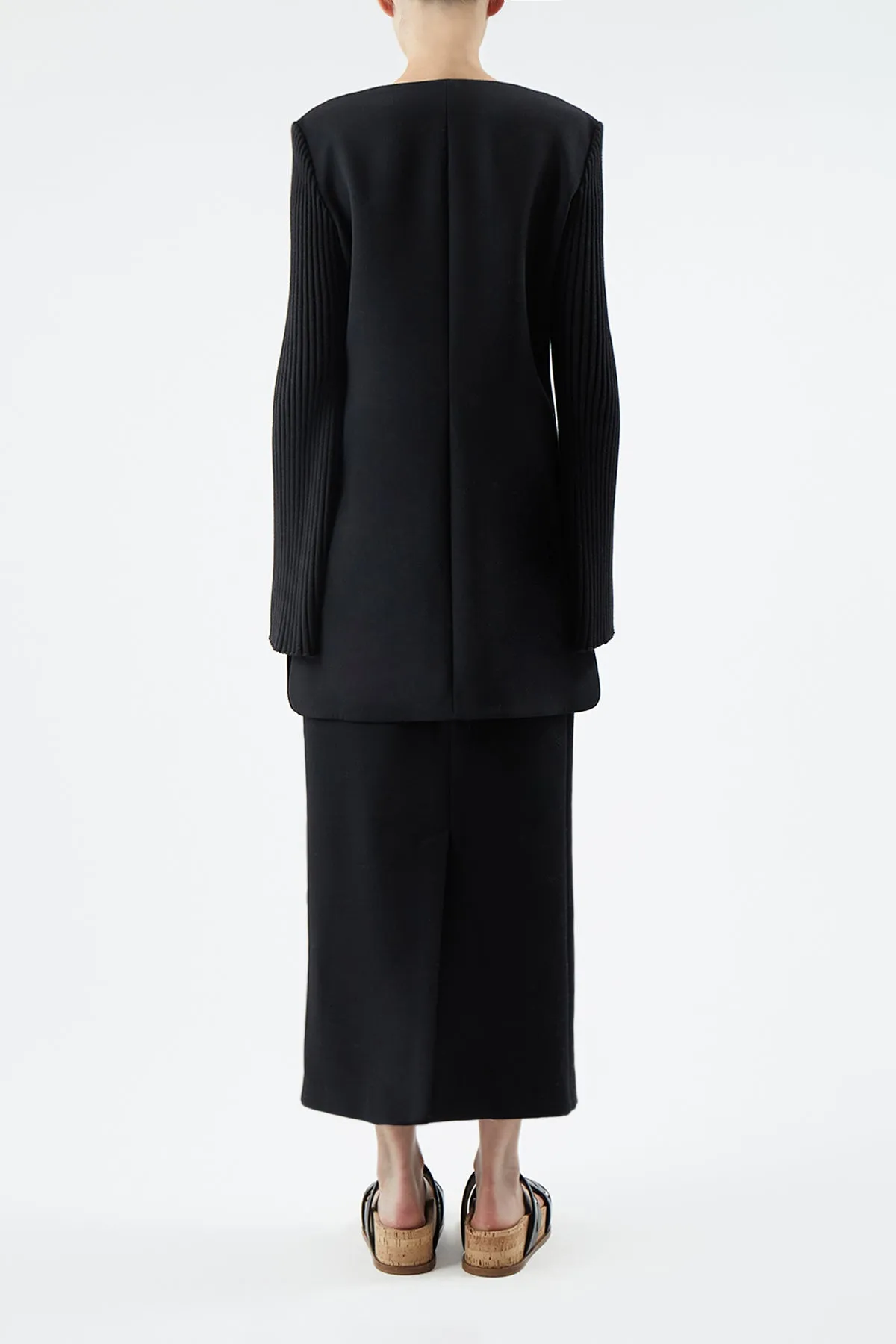 Beko Dress in Black Double-Face Wool Crepe