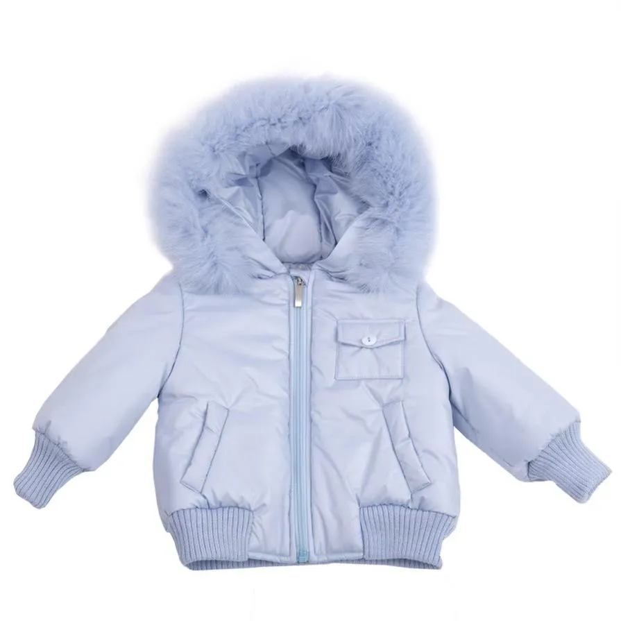 Bimbalo - Fur Trim Jacket - Baby Blue