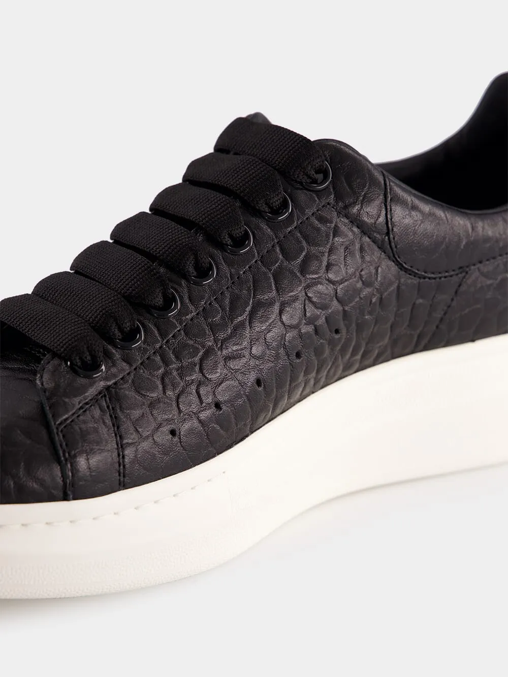 Black Grainy Leather Oversized Sneakers