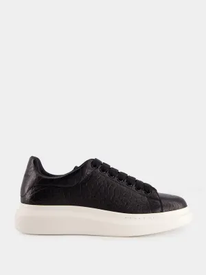 Black Grainy Leather Oversized Sneakers