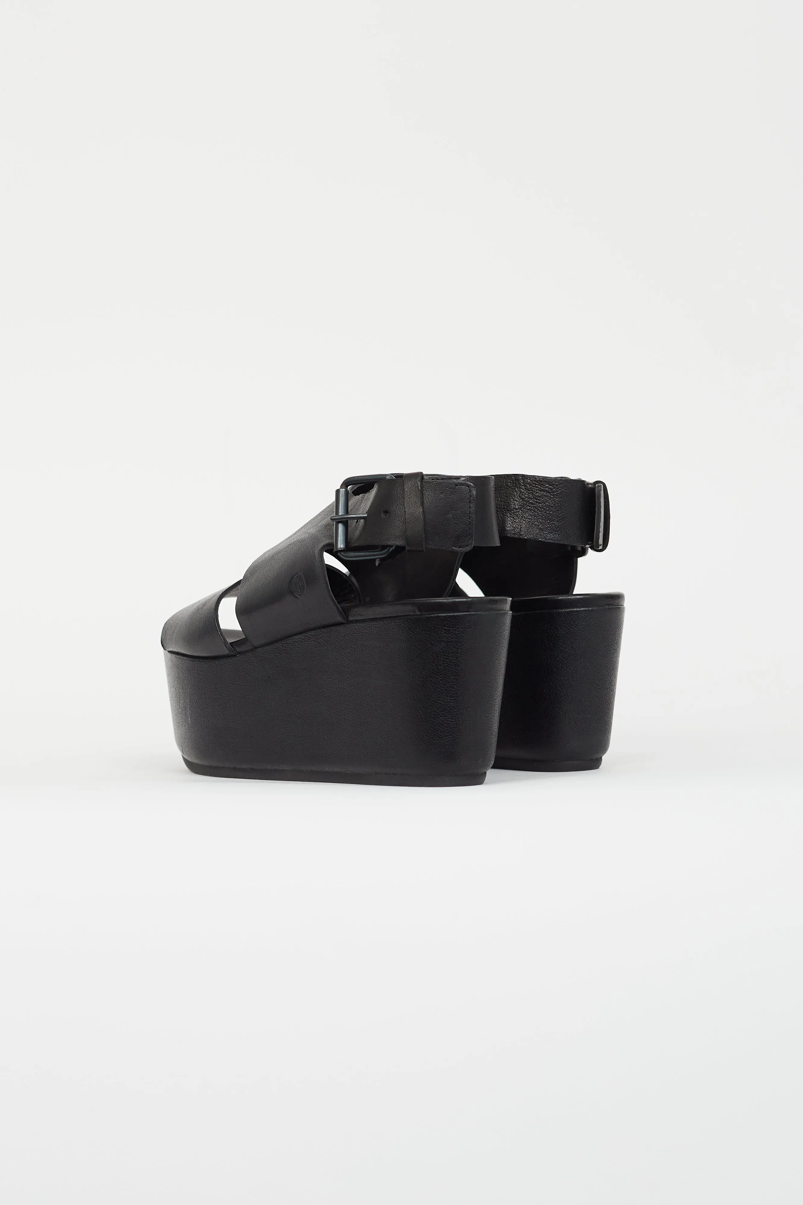 Black Leather Platform Sandal