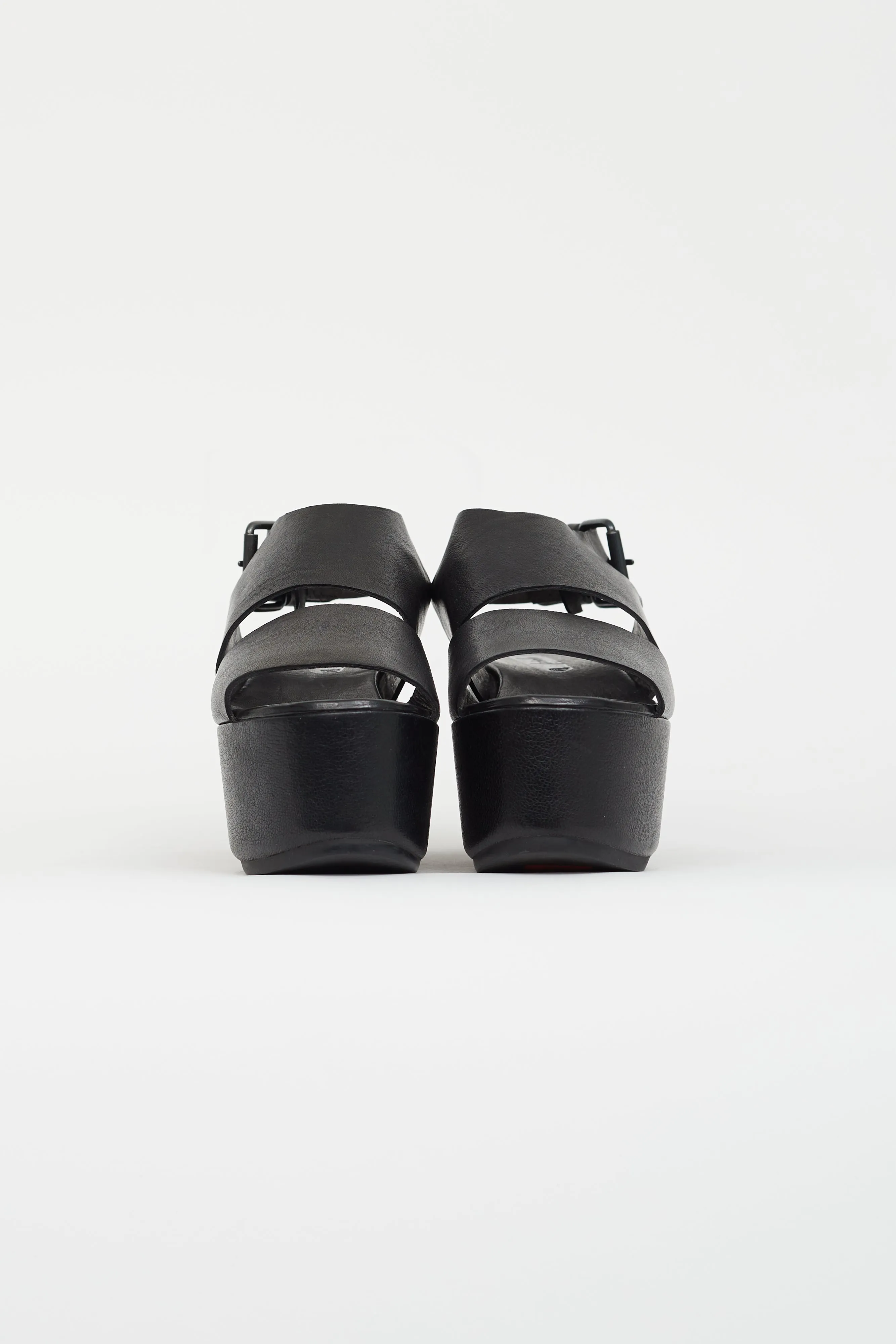 Black Leather Platform Sandal