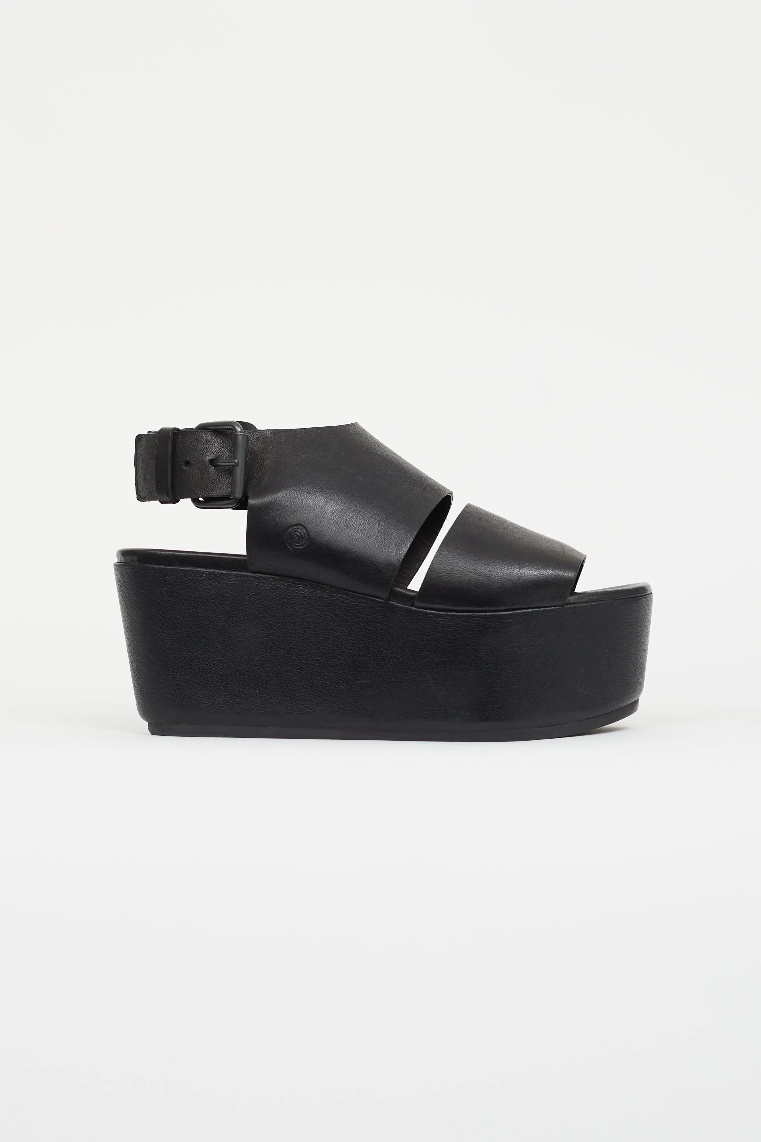 Black Leather Platform Sandal