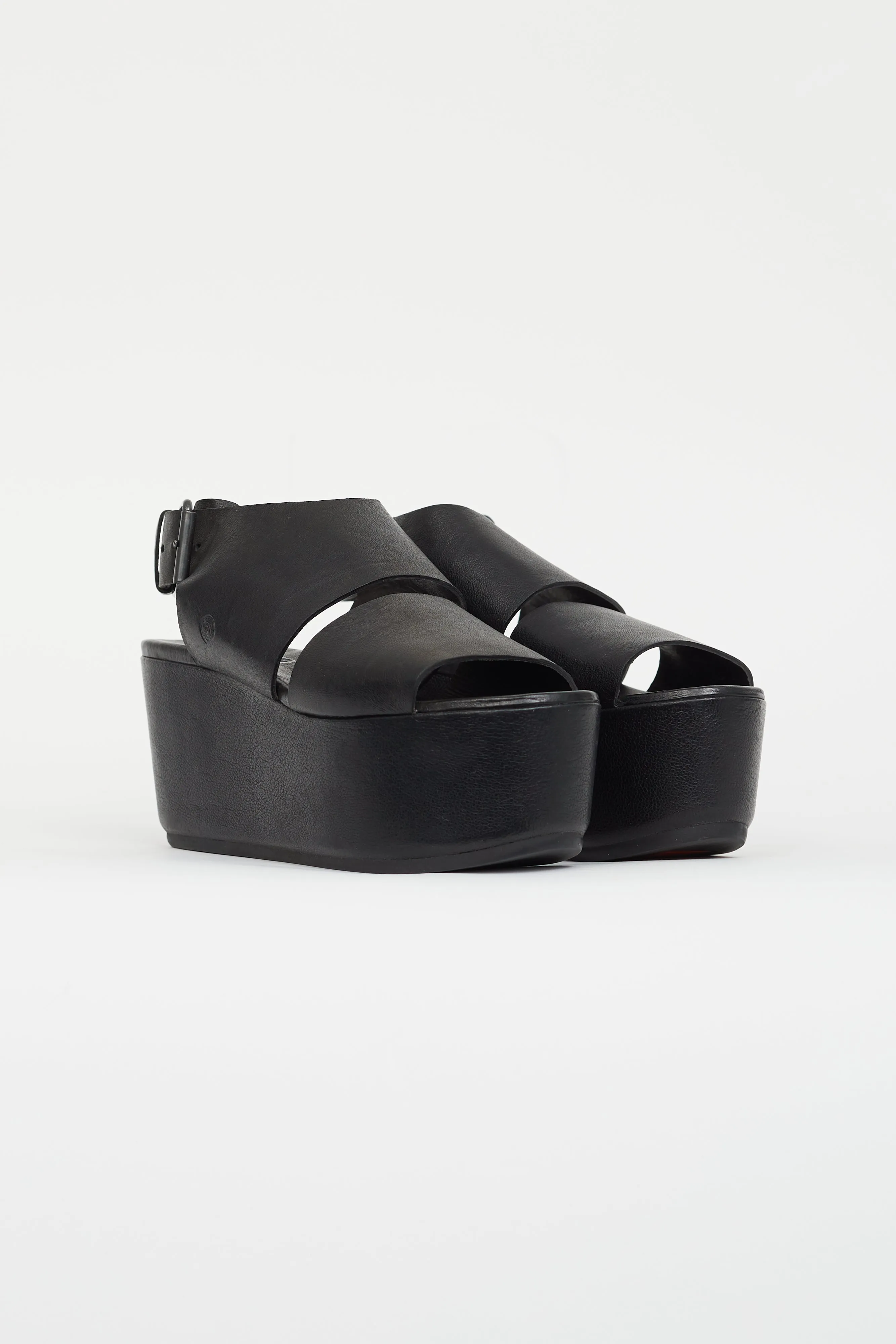 Black Leather Platform Sandal