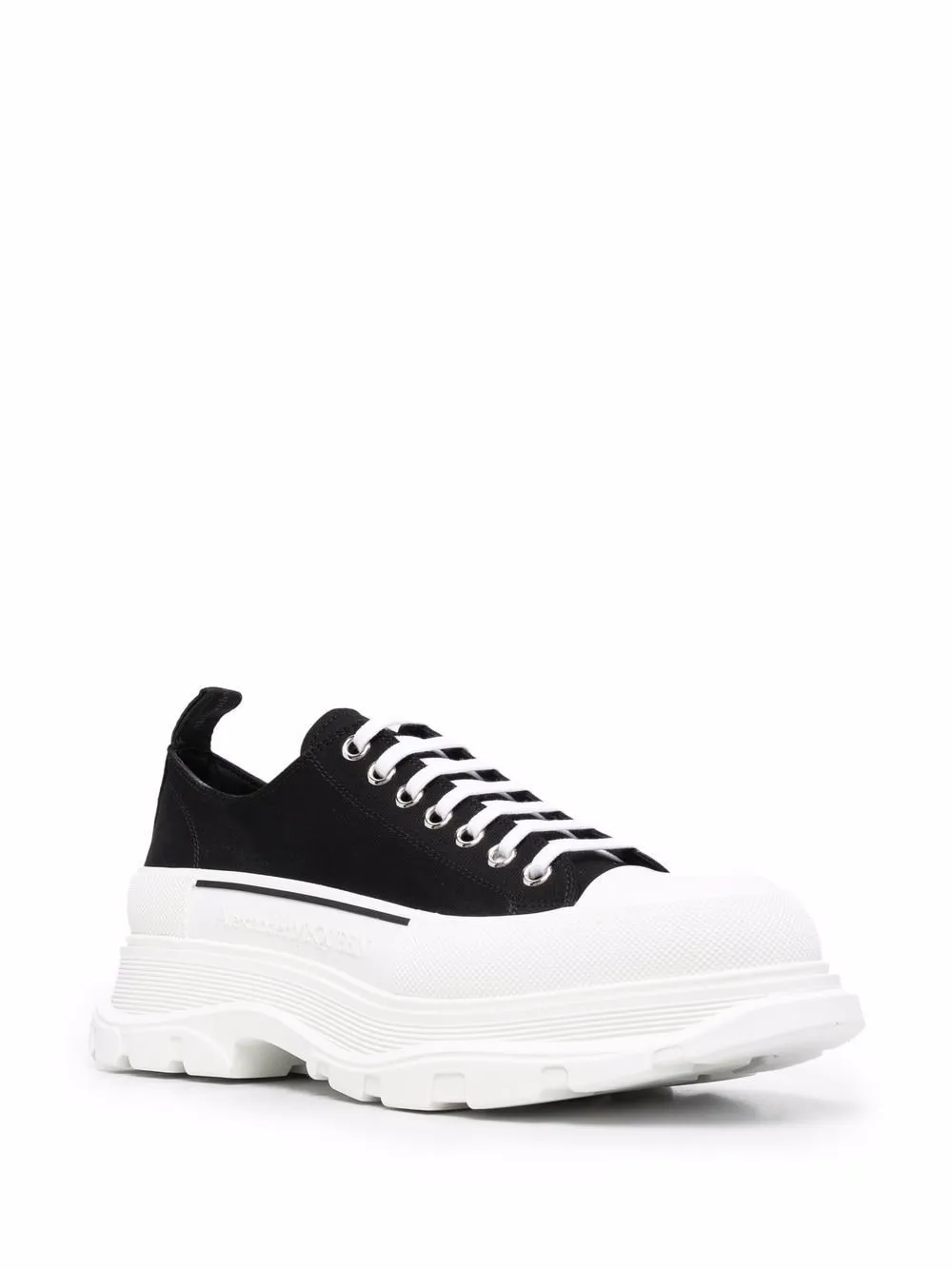 Black/white canvas/leather Tread Slick low top sneakers