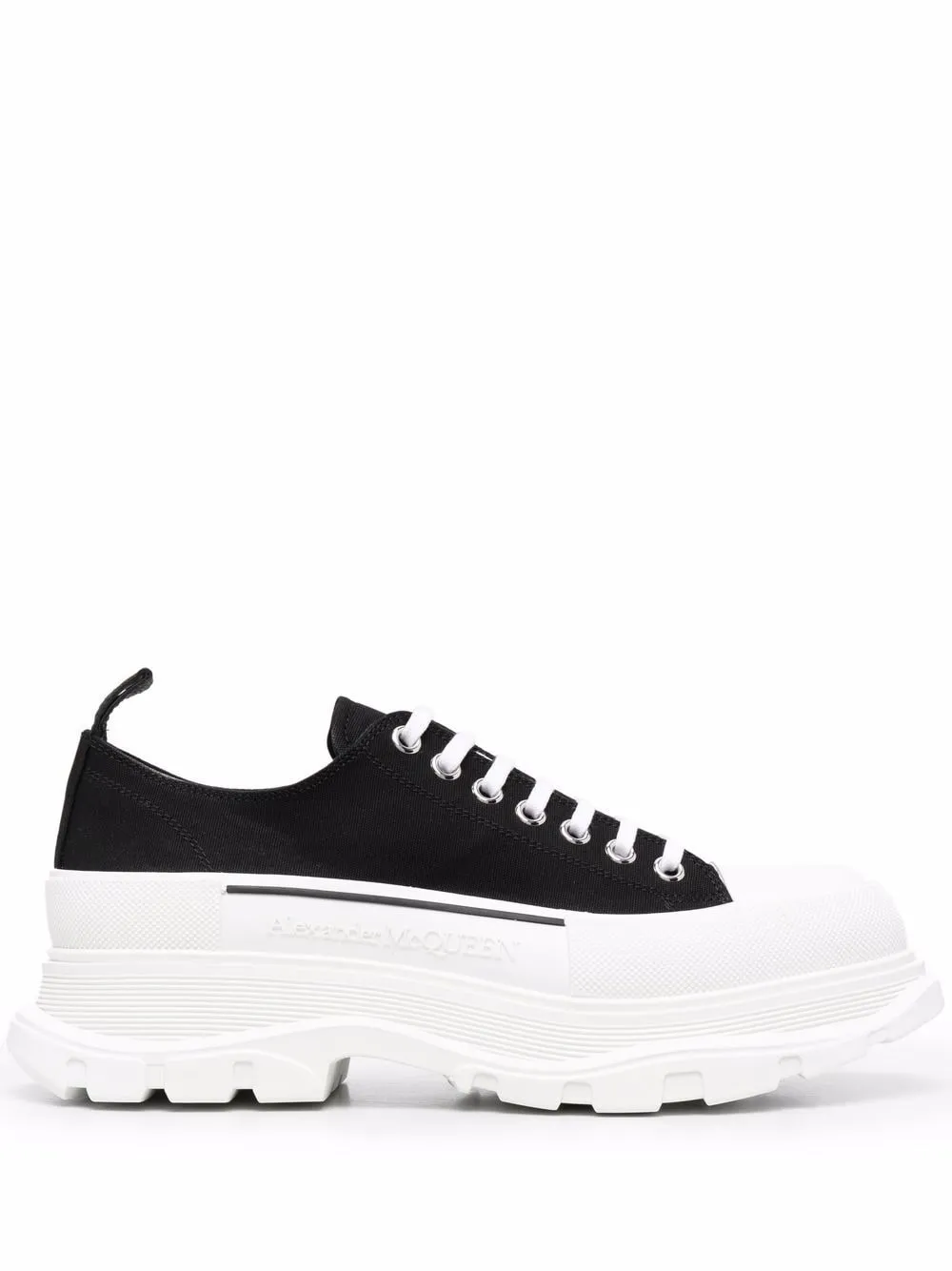 Black/white canvas/leather Tread Slick low top sneakers