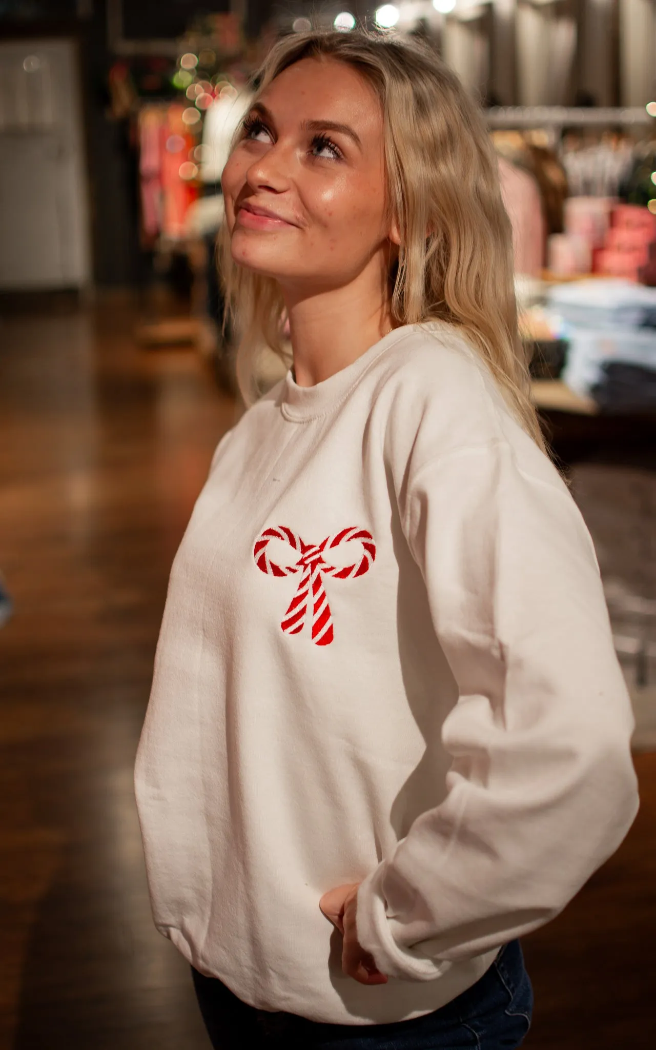 Candy Cane Lane Embroidered Crewneck