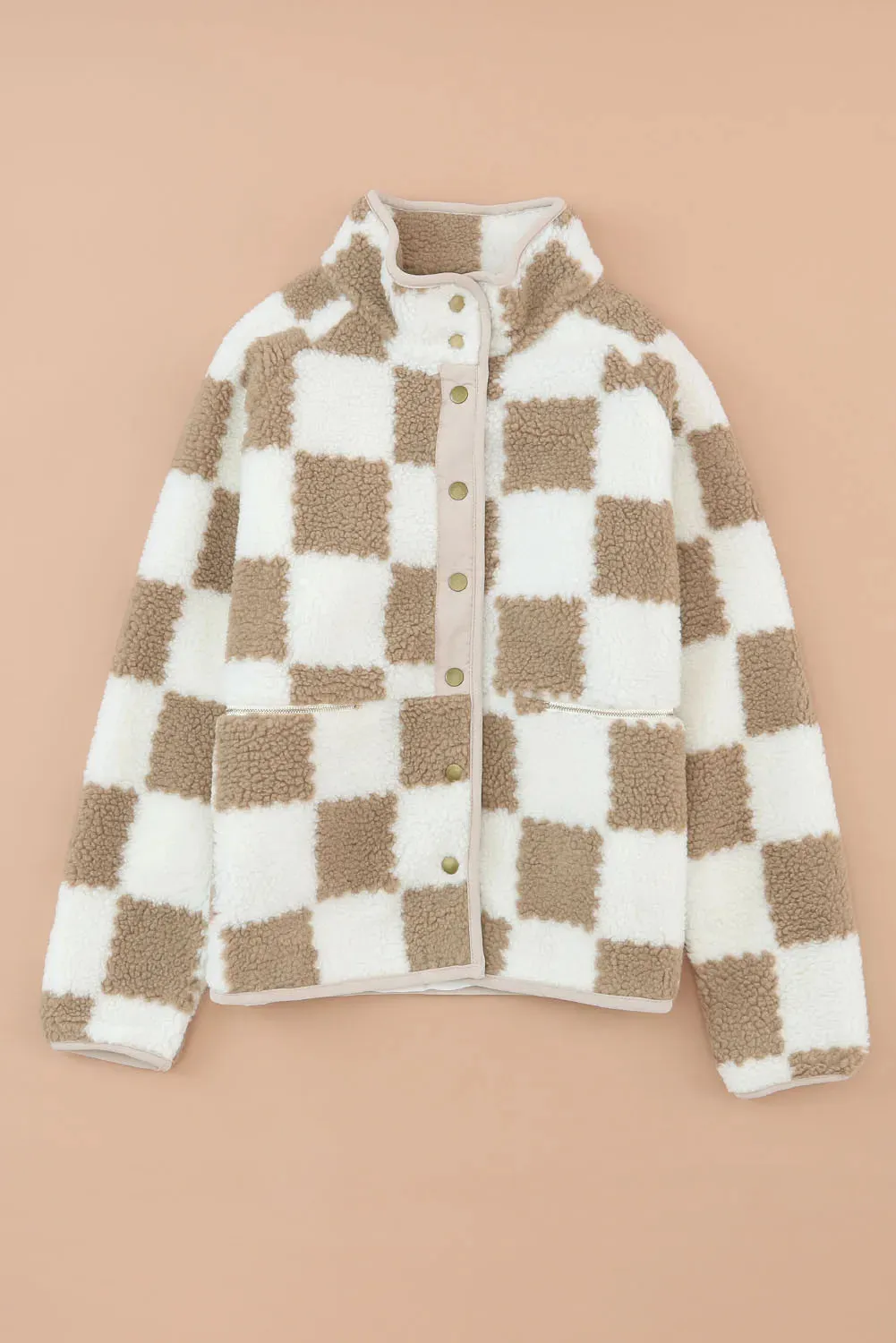 Checkered Snap Down Long Sleeve Jacket