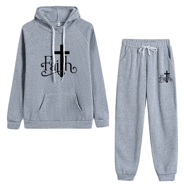 Christian Faith Cross Graphic Tracksuit Set