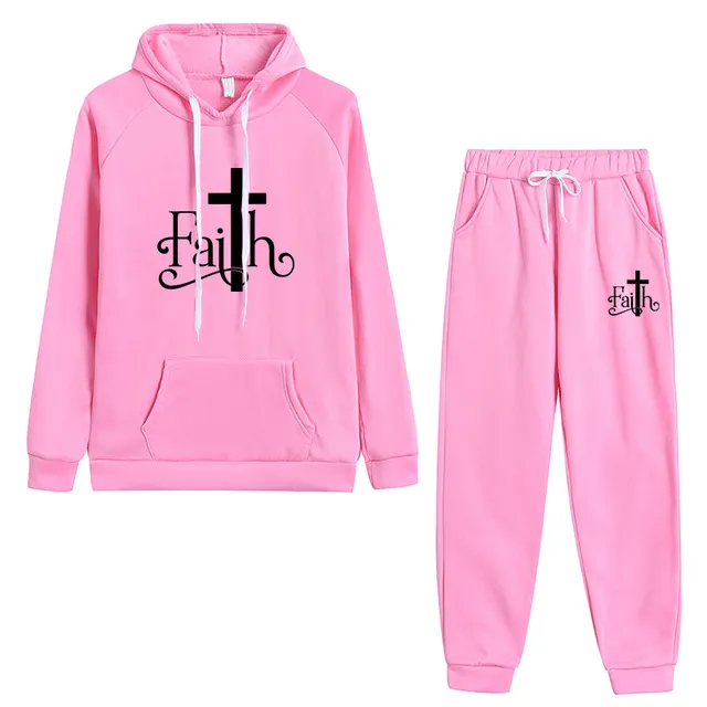 Christian Faith Cross Graphic Tracksuit Set