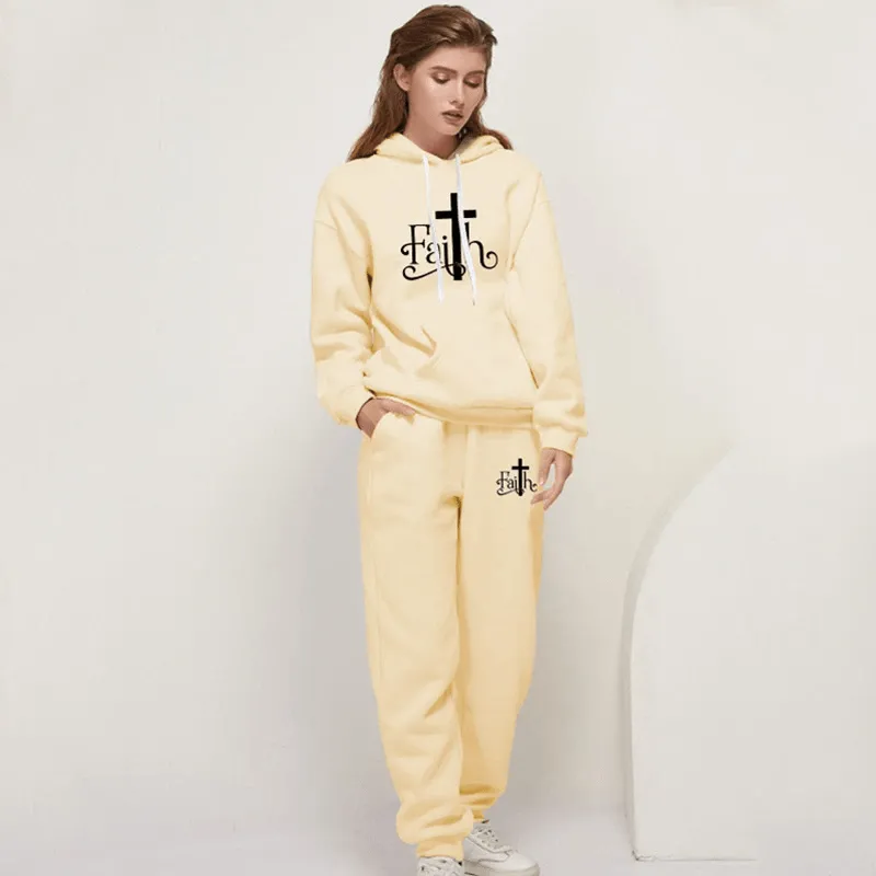 Christian Faith Cross Graphic Tracksuit Set