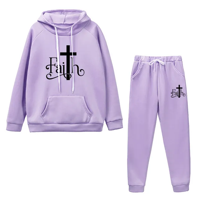 Christian Faith Cross Graphic Tracksuit Set