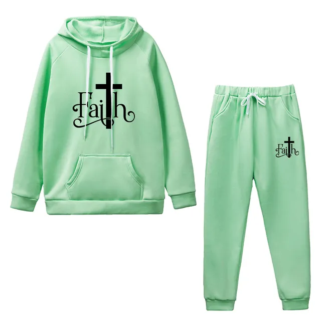 Christian Faith Cross Graphic Tracksuit Set