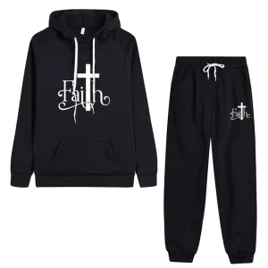 Christian Faith Cross Graphic Tracksuit Set