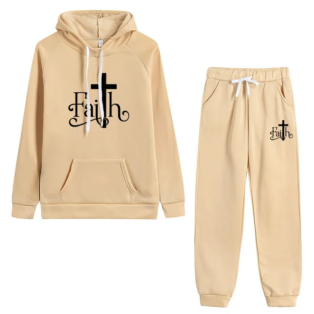 Christian Faith Cross Graphic Tracksuit Set