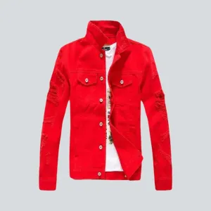 Color men's jeans jacket