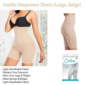 Comfia Shapewear Shorts - Seamless Comfort and Slimming Support (Large, Beige)