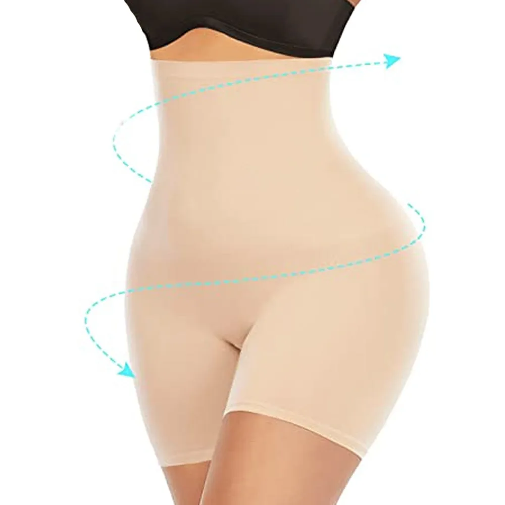 Comfia Shapewear Shorts - Seamless Comfort and Slimming Support (Large, Beige)