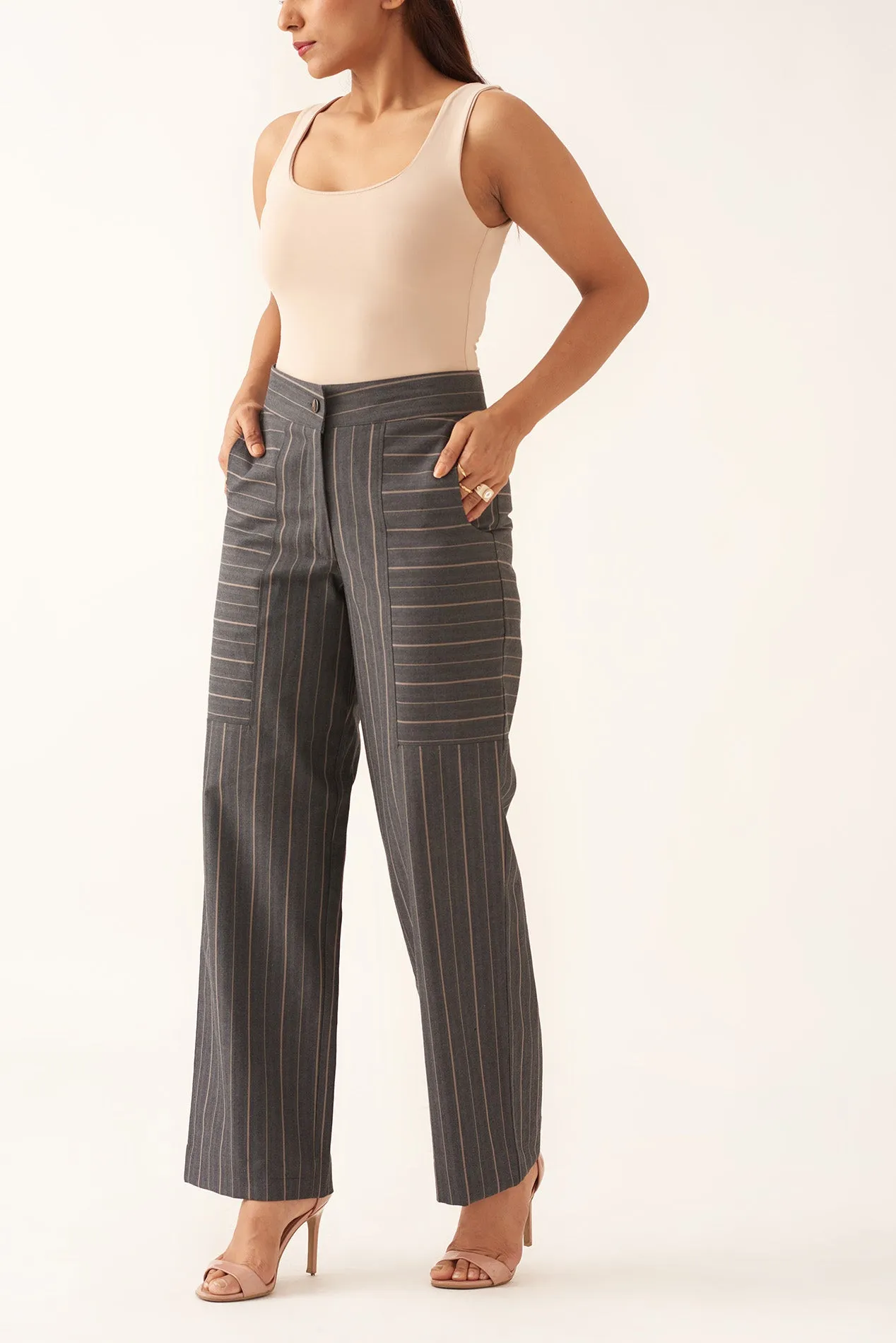 Cotton Grey Relaxed fit Trouser