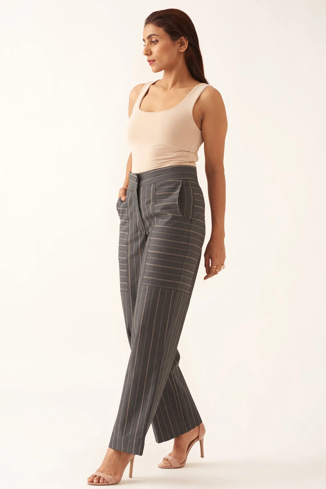 Cotton Grey Relaxed fit Trouser