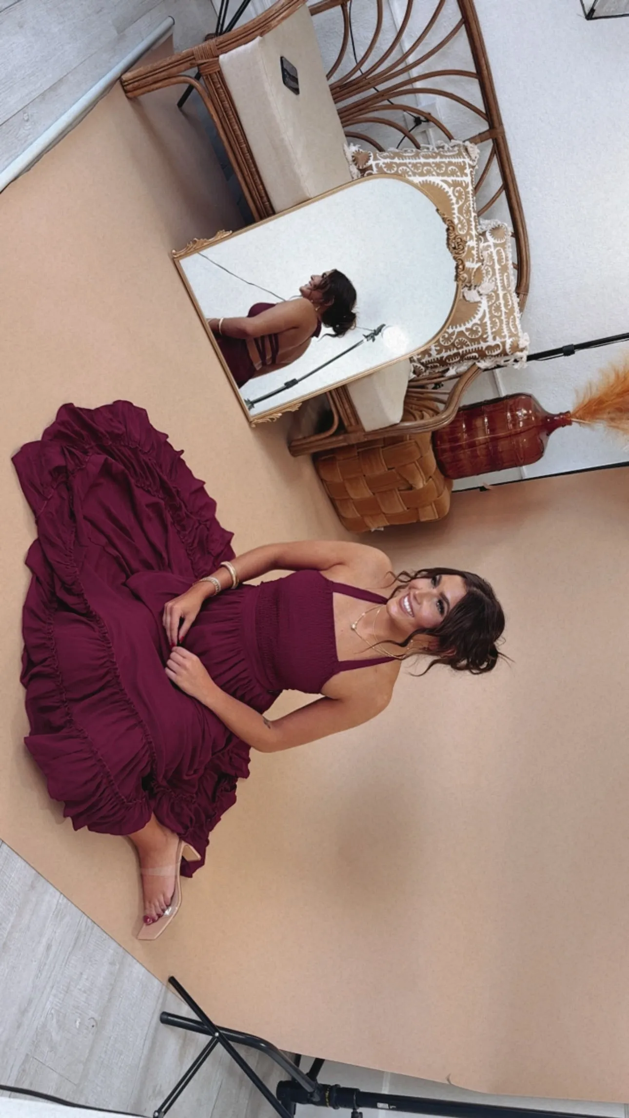 ECB Exclusive: Between the Lines Maxi Dress, Burgundy