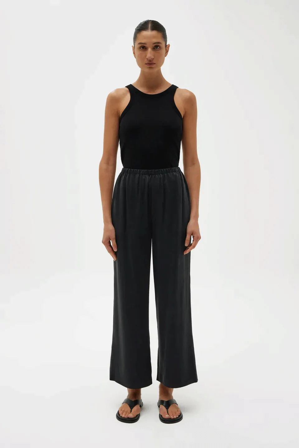 Ena Silk Pant - Black