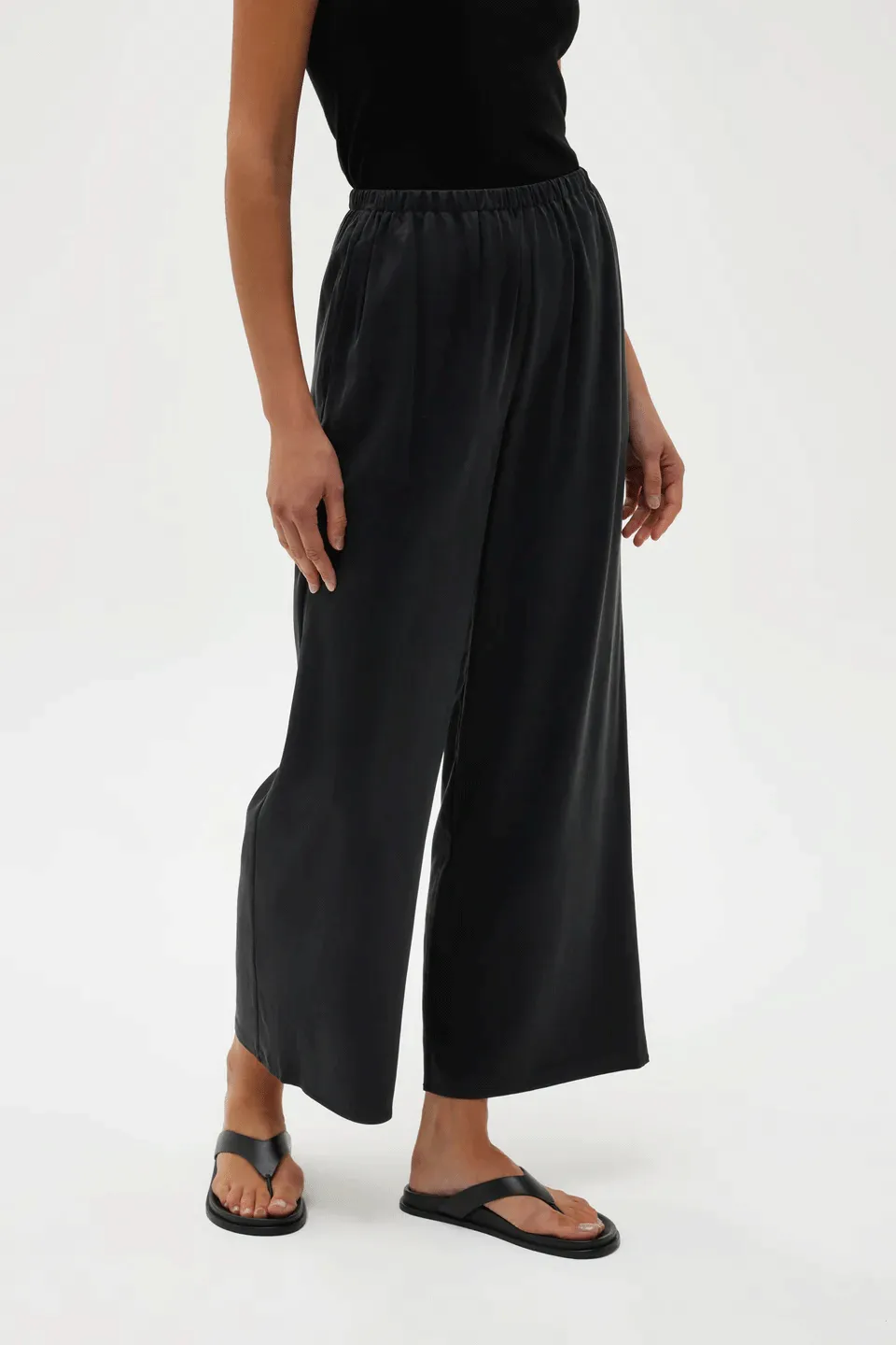 Ena Silk Pant - Black