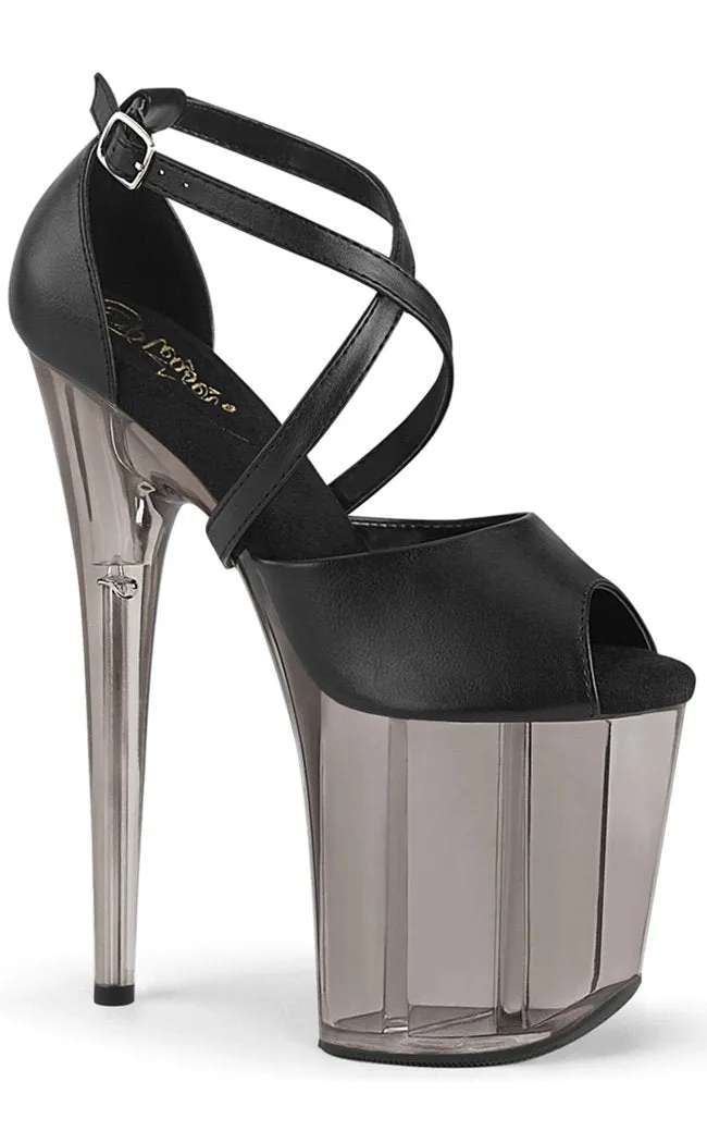 FLAMINGO-840T Black Peeptoe Platform Heels