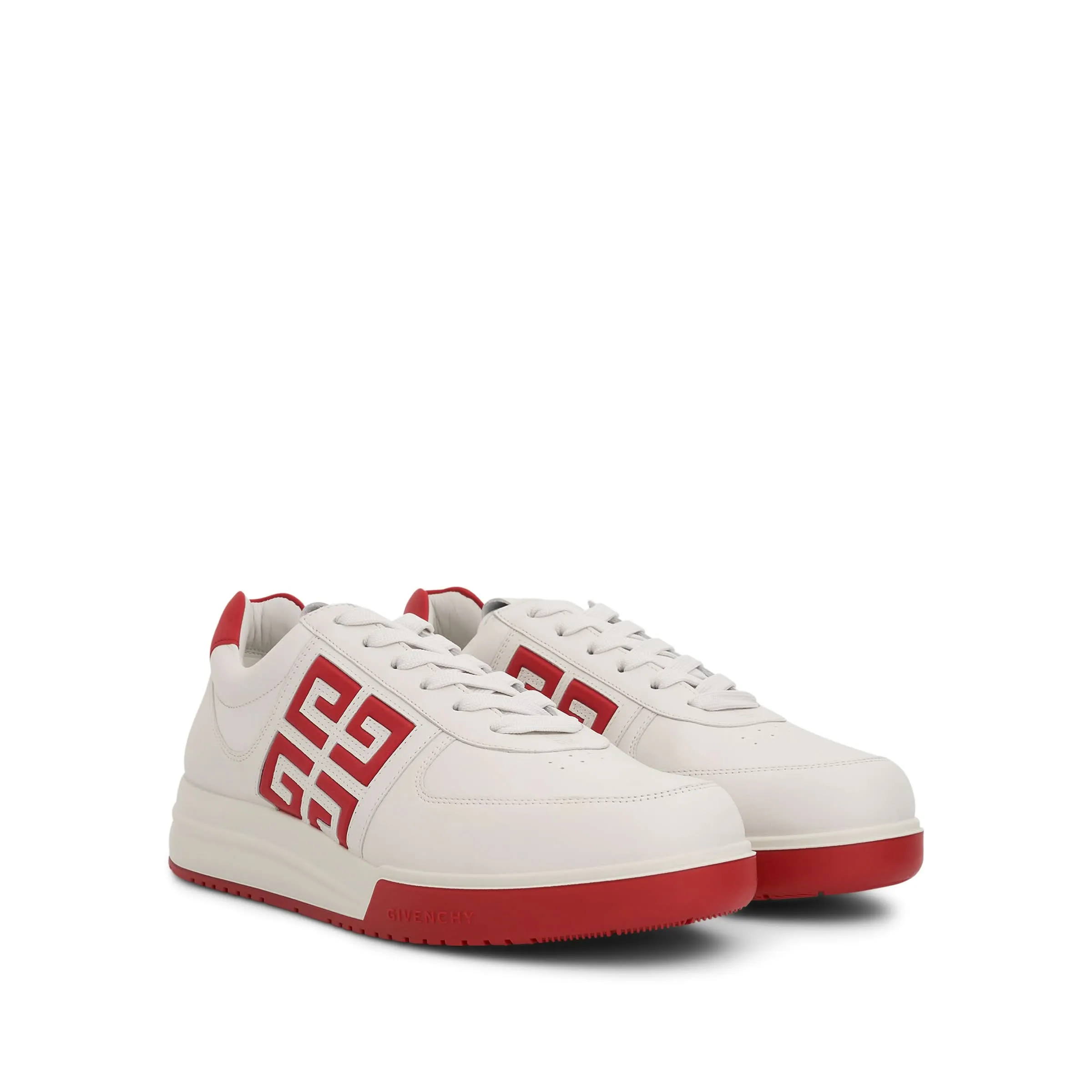 G4 Low Sneakers with 4G Logo in White/Red