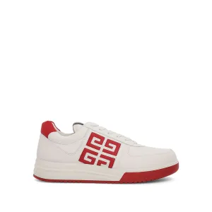 G4 Low Sneakers with 4G Logo in White/Red