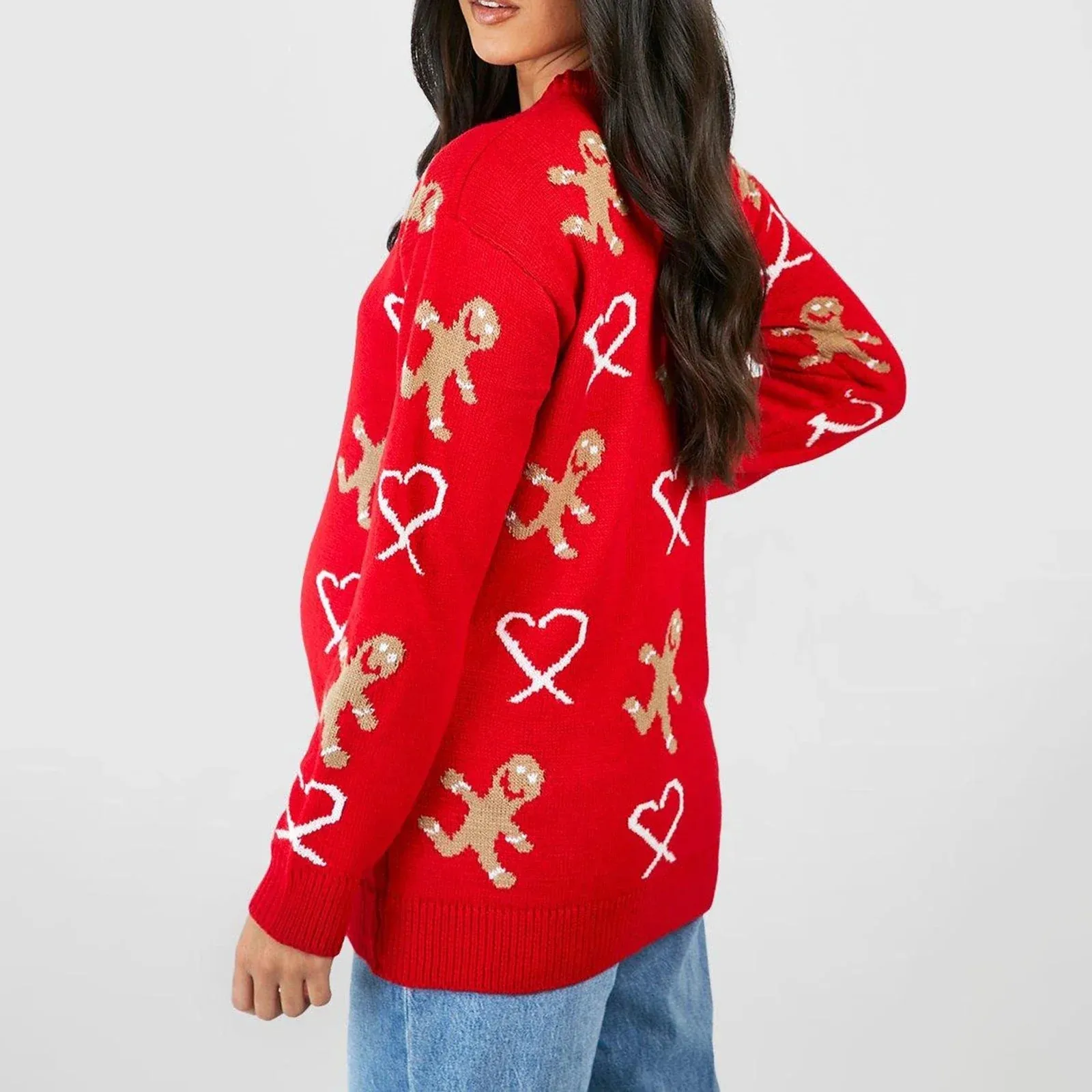 Gingerbread Christmas Sweater - Long Sleeve Casual Loose Fit