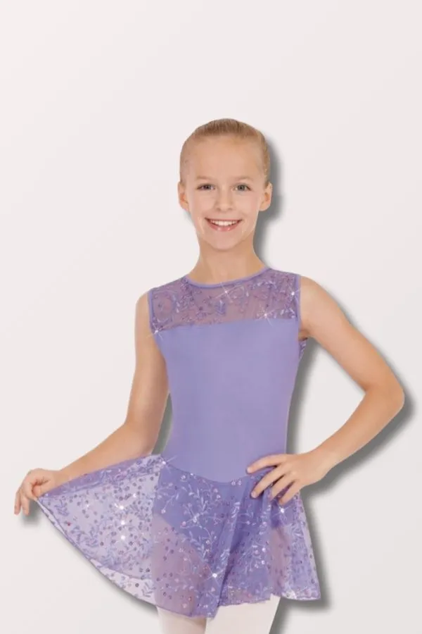 Girls Enchanted Dreams Sequin Mesh Dance Dress - Lilac