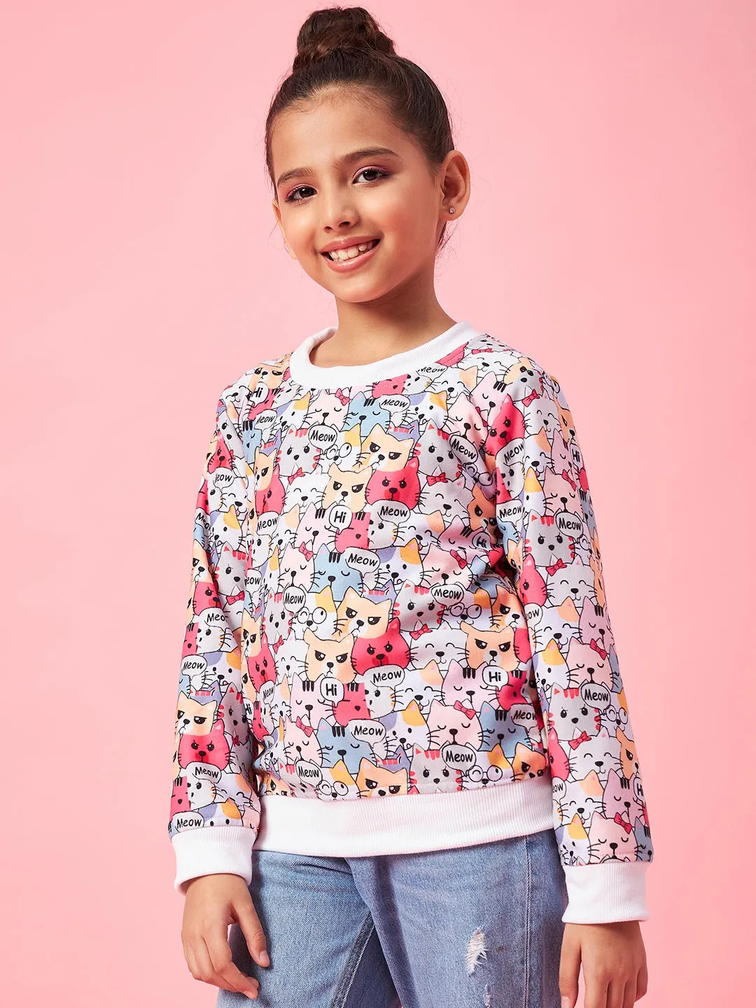 Girls Graphic Printed Pullover Sweatshirt - Ps Peaches