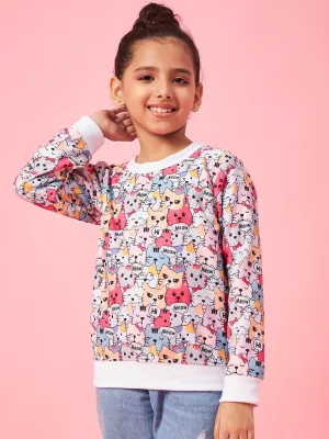 Girls Graphic Printed Pullover Sweatshirt - Ps Peaches