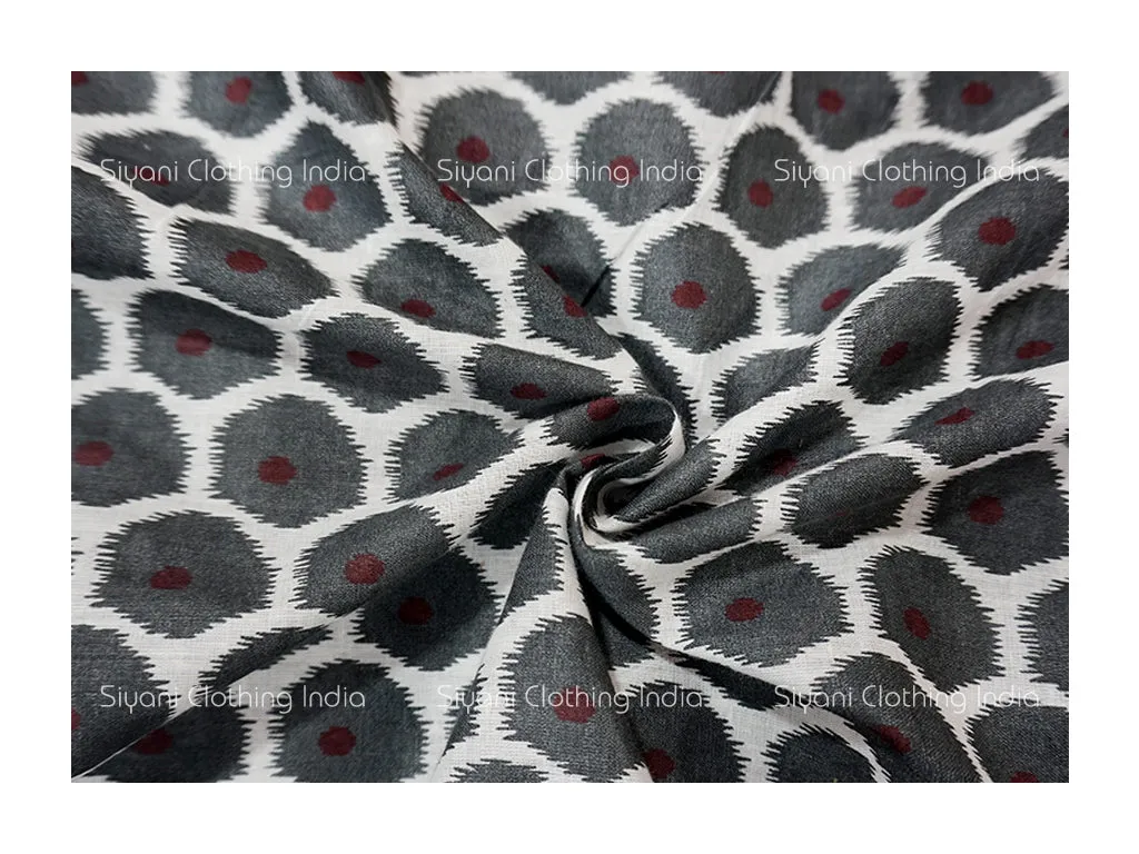 Grey Abstract Print Cotton Fabric