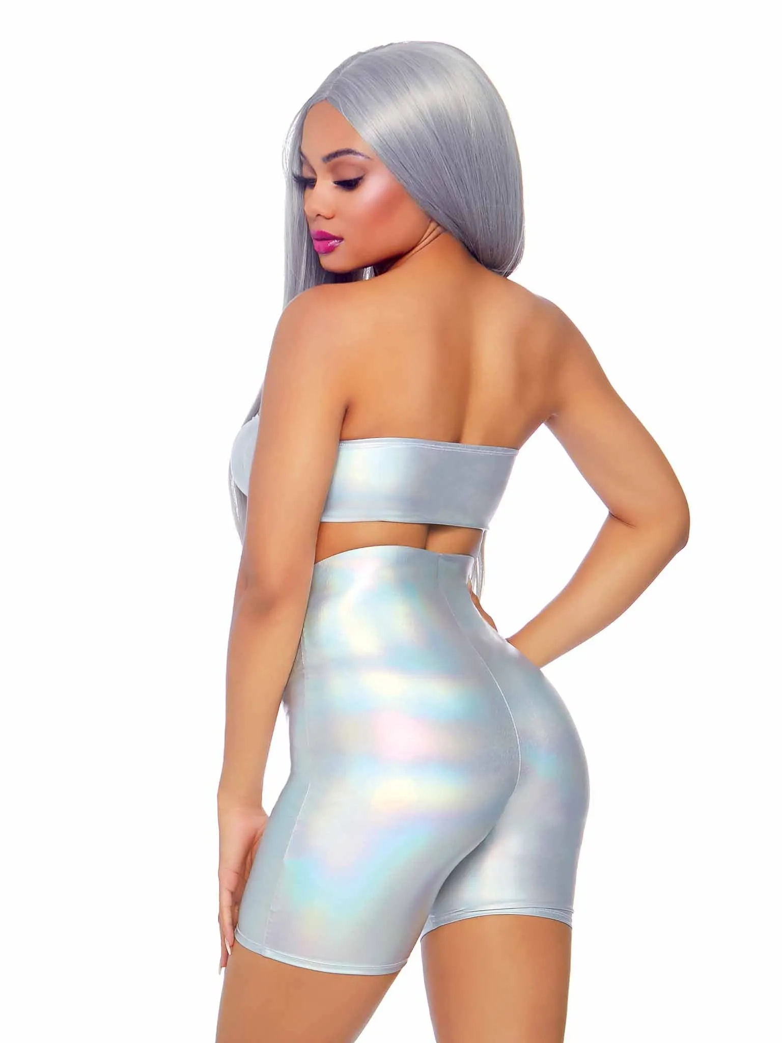 Holographic Bandeau and Shorts Set