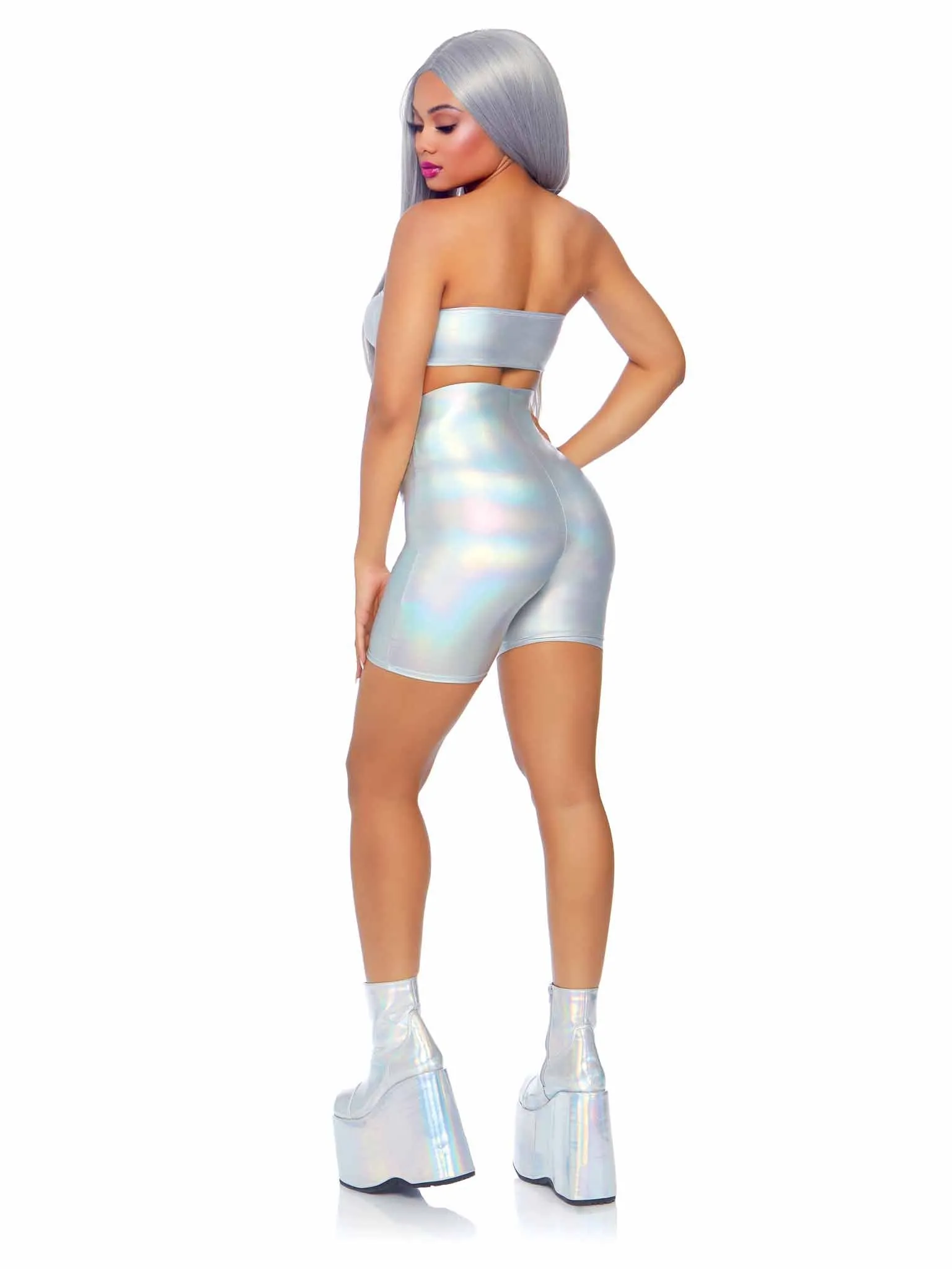 Holographic Bandeau and Shorts Set