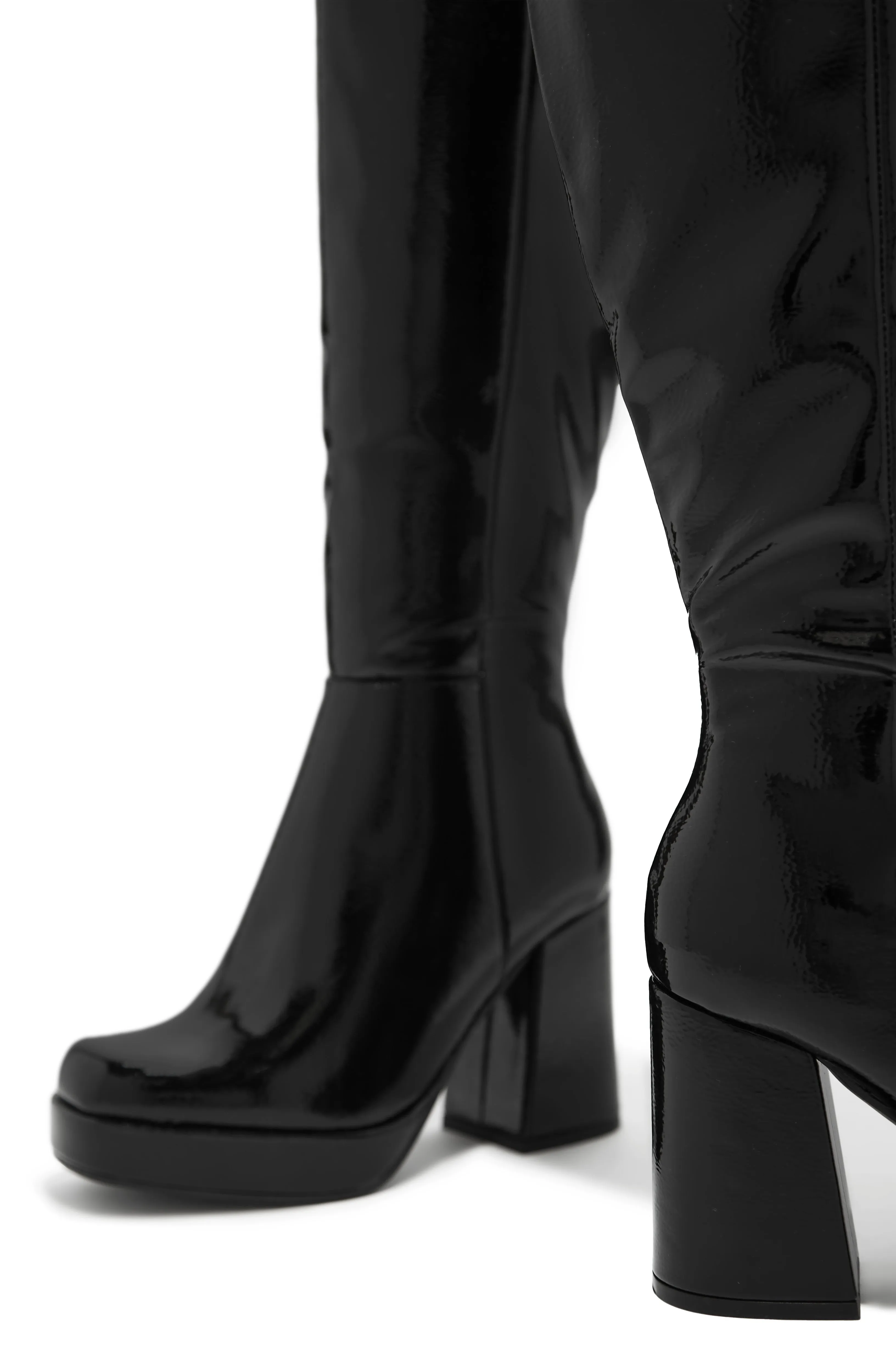 Kami Platform Block Heel Boots - Black