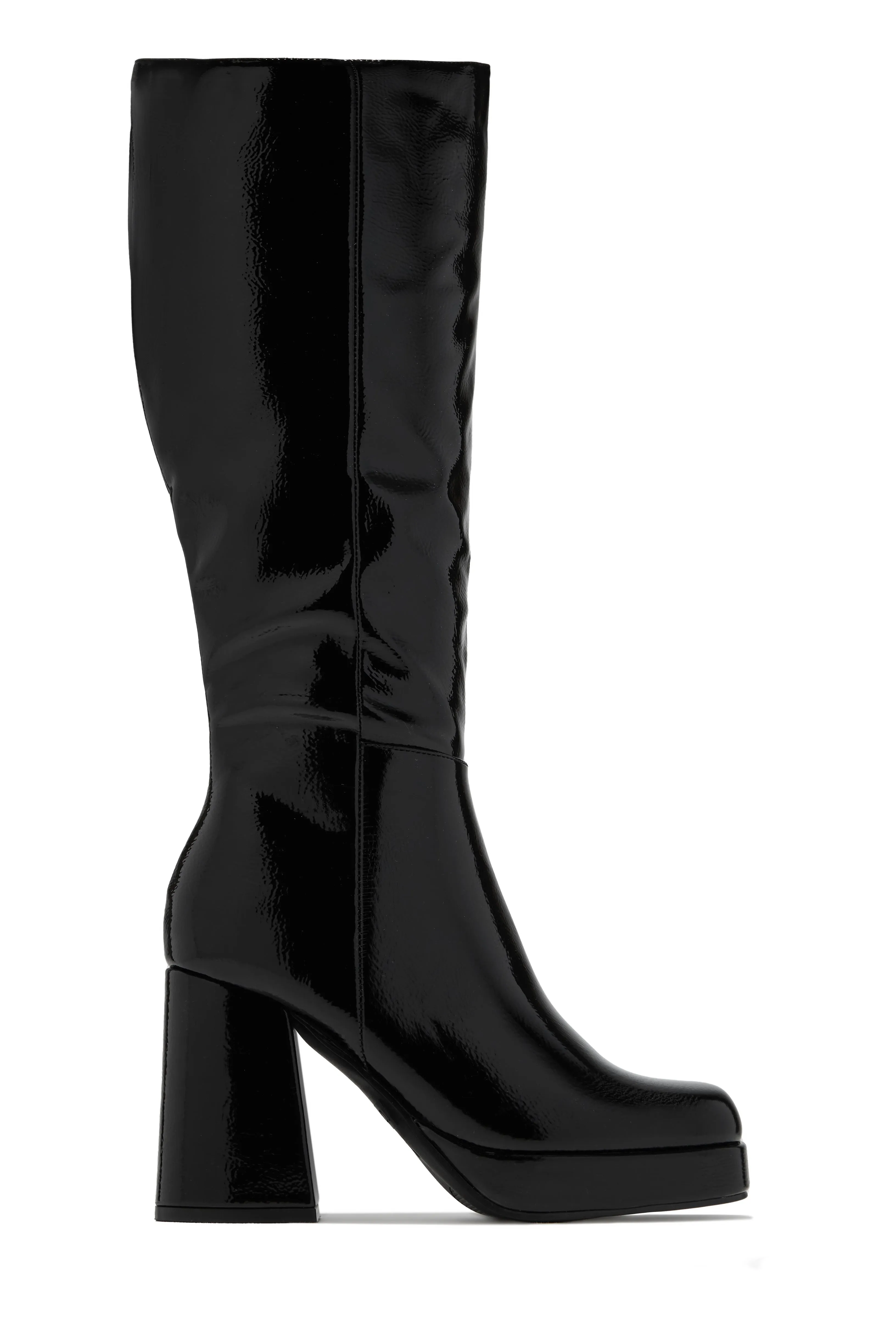 Kami Platform Block Heel Boots - Black