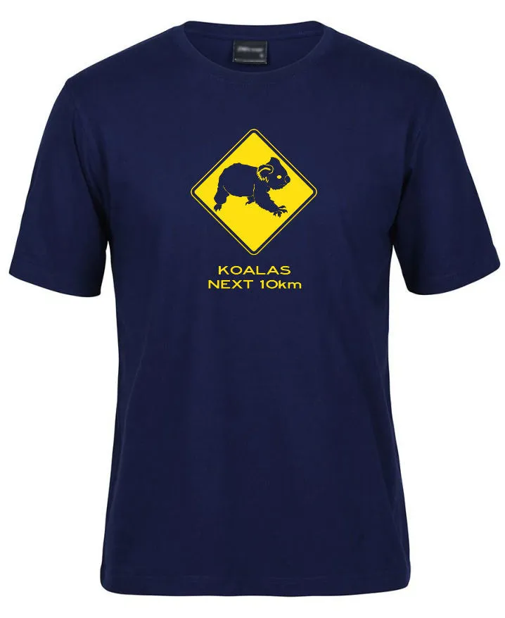 Koalas Next 10km Road Sign Adults T-Shirt (Various Colours)