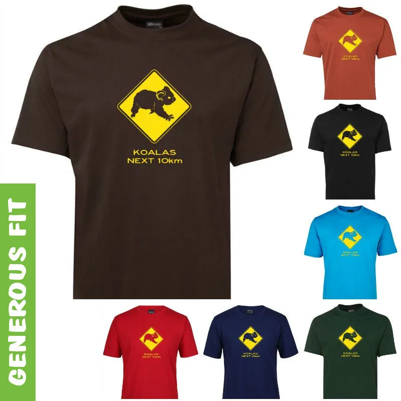 Koalas Next 10km Road Sign Adults T-Shirt (Various Colours)