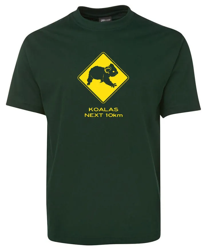 Koalas Next 10km Road Sign Adults T-Shirt (Various Colours)